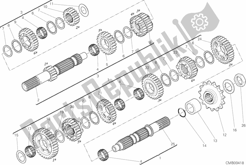 Todas las partes para Caja De Cambios de Ducati Diavel FL USA 1200 2017